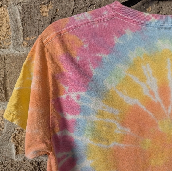 The Maine Pastel Rainbow Tie Dye Short Sleeve T-Shirt Band Tee Size Small - Picture 7 of 8